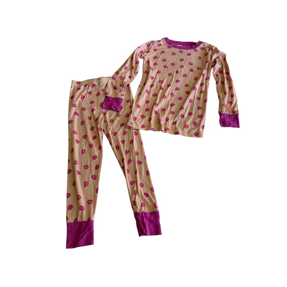 In My Jammers Girls Bamboo Pajamas Set Long Sleeve Kisses Size 4T